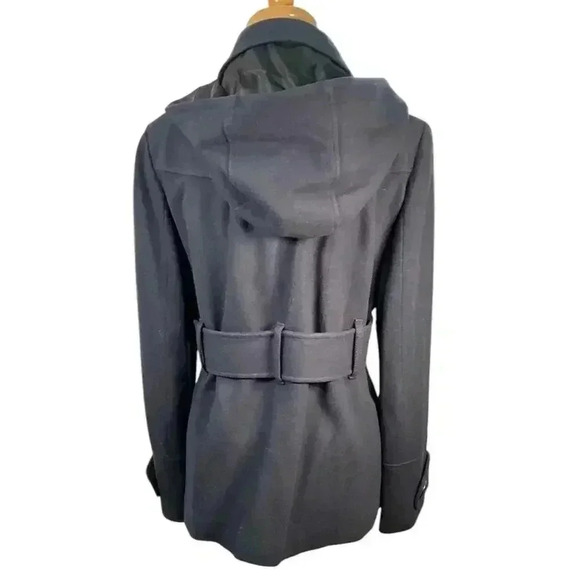 ANN TAYLOR Loft PeaCoat Size 10 Navy Blue Virgin Wool Blend Great Condition - Picture 4 of 16